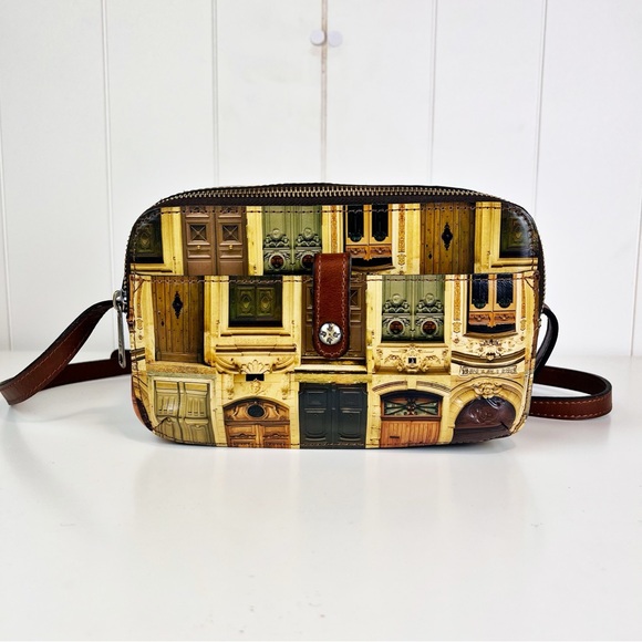 Patricia Nash Handbags - Patricia Nash Alessa Double Zip Box Small Leather Crossbody Doorways to Italy